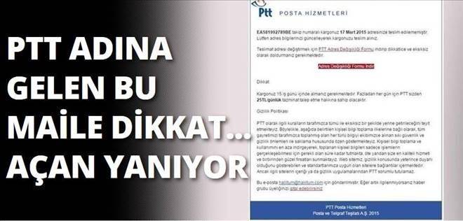 PTT ADINA GELEN BU E-POSTAYA DİKKAT!